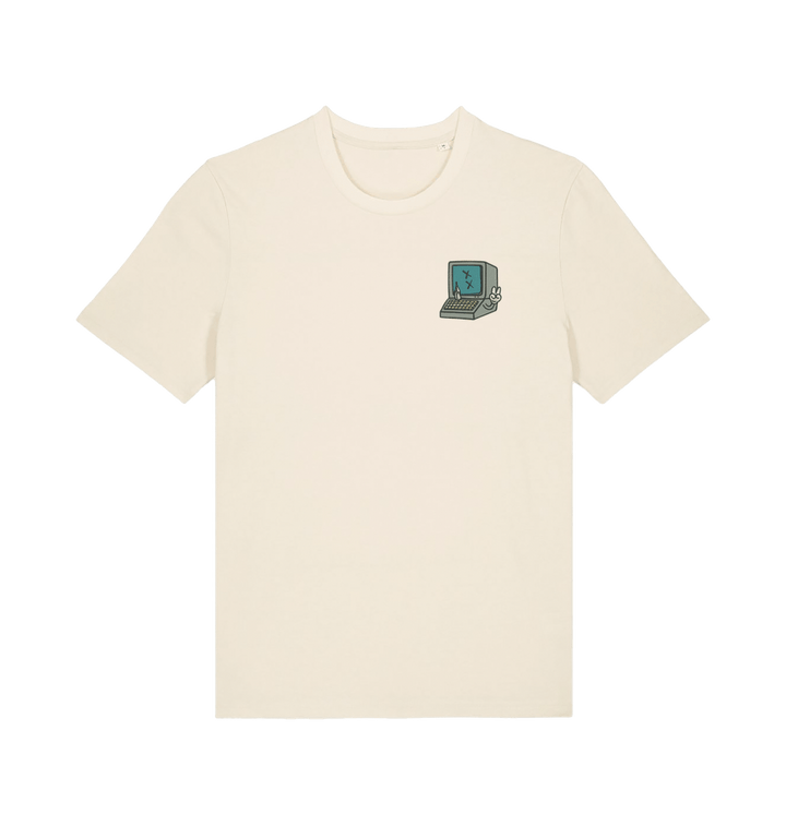 Natural Raw Blue Screen of Death Embroidered Tee