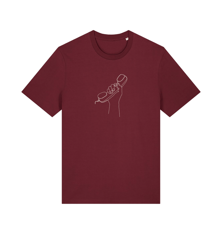 Burgundy Phone Call Tee Natural Raw.