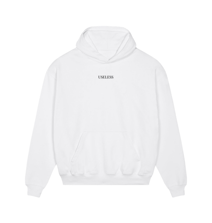 White Useless Black Embroidery Hoodie